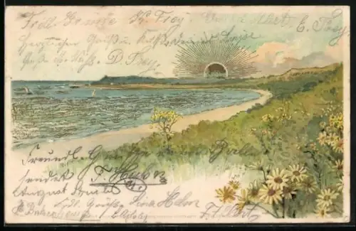 Sonnenschein-Lithographie Strandidyll mit Blumen