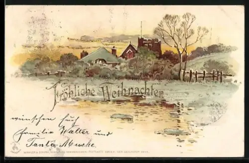 Sonnenschein-AK Ort am Fluss