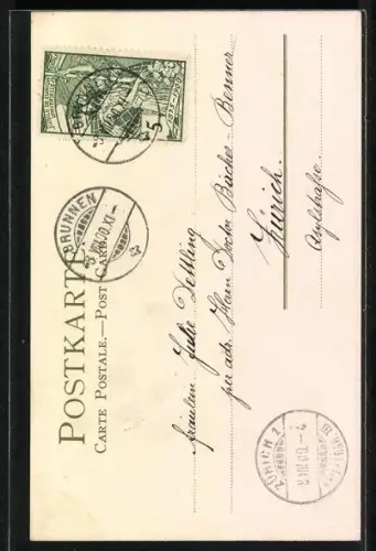 AK Haus versteckt im verschneiten Wald