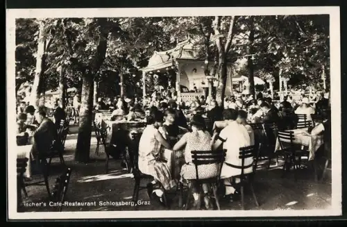 AK Graz, Aussenberich von Fischer`s Café-Restaurant Schlossberg