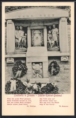 AK Loschwitz b. Dresden, Schiller-Koerner-Denkmal