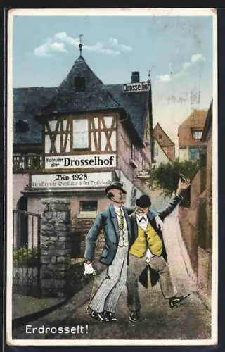 AK Rüdesheim / Rhein, Drosselhof, Drosselgasse, historische Gaststätte bis 1928