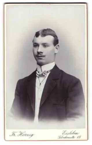 Fotografie Fr. Harzig, Eisleben, Glockenstr. 15, Porträt eines eleganten Herren