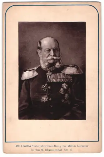 Fotografie Portrait Kaiser Wilhelm I. in Uniform mit Ordenspange und Halsorden Pour le Merite