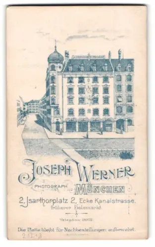 Fotografie Joseph Werner, München, Isarthorplatz 2, Ansicht München, Blick nach dem Ateliershaus