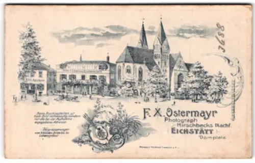 Fotografie F. X. Ostermayr, Eichstätt, Ansicht Eichstätt, Blick nach dem Atelier nebst Kirche