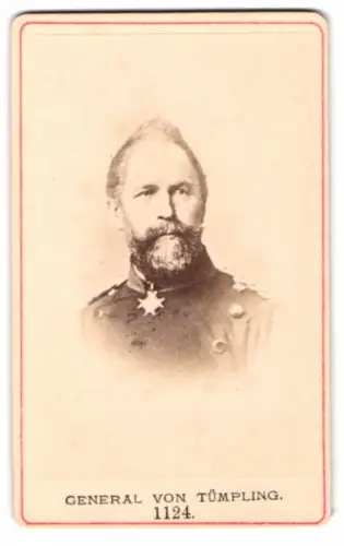 Fotografie Wilhelm von Tümpling, preussischer General der Kavallerie in Uniform mit Halsorden