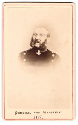 Fotografie Albert Ehrenreich Gustav von Manstein, preussischer General der Infanterie mit Halsorden