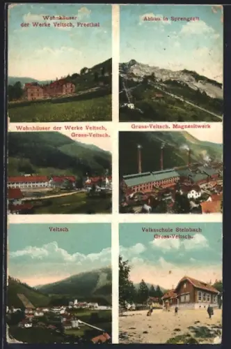 AK Gross-Veitsch, Magnesitwerk, Wohnhäuser d. Werke Veitsch, Volksschule Steinbach