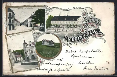 AK Mürzzuschlag, Hotel Erzherzog Johann, Hotel Guck ins Land, um 1900