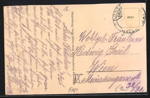 AK Krieglach-Alpel, Franz Bruggraber`s Gasthaus zum Steinbauer, Peter Rosegger