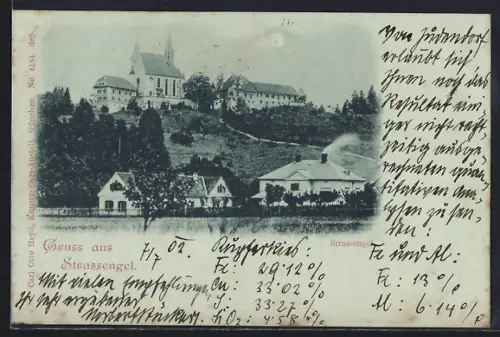 AK Strassengel, Ortspartie mit Kirche