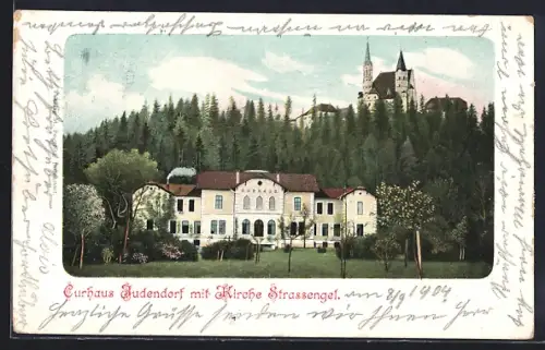AK Judendorf, Curhaus mit Kirche Strassengel