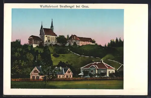 AK Strassengel bei Graz, Ortsansicht mit Kirche