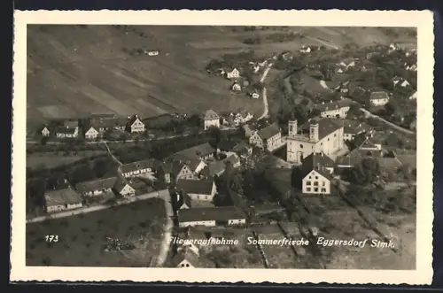 AK Eggersdorf, Gesamtansicht mit Strassen, Fliegeraufnahme