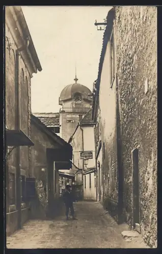 Foto-AK Alt-Leoben, Zellergasse mit Gasthaus