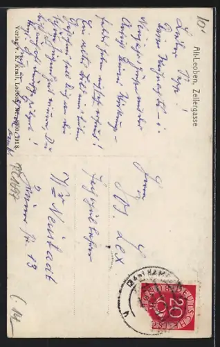 Foto-AK Alt-Leoben, Zellergasse mit Gasthaus