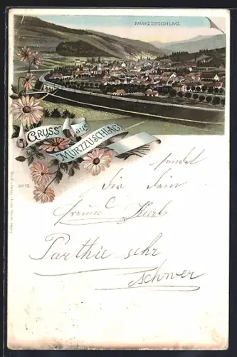 Lithographie Mürzzuschlag, Totalansicht