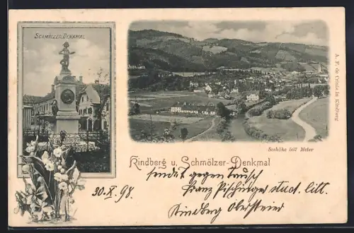 AK Kindberg, Panorama mit Schmölzer-Denkmal