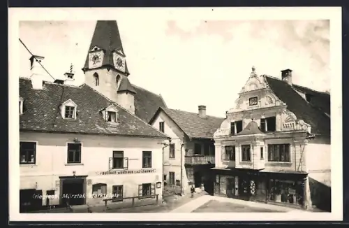 AK Krieglach / Mürztal, Marktplatz mit Gasthaus Kirchenwirt