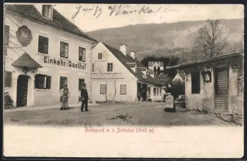 AK Radegund, Gasthaus Einkehr mit Blick zum Schöckel