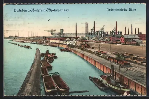 AK Duisburg-Hochfeld-Rheinhausen, Niederrheinische Hütte, Hafen, Industrieanlagen