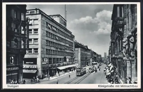 AK Stuttgart, Königstrasse mit Mittnachtbau