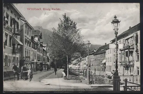 AK Bad Wildbad, Partie an der König-Karl-Strasse