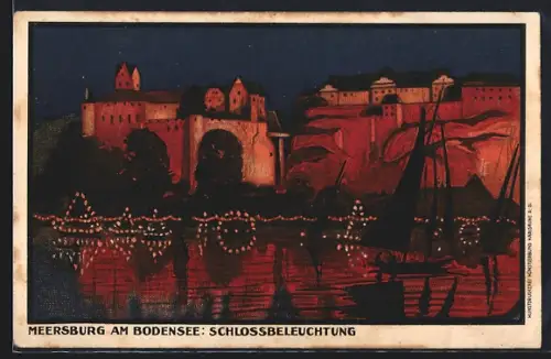 AK Meersburg am Bodensee, Schlossbeleuchtung