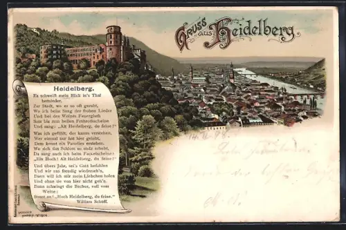 AK Heidelberg, Schloss, Altstadt, Neckar