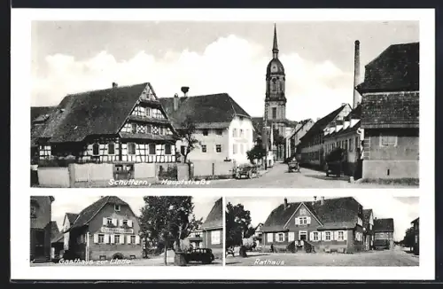 AK Schuttern, Hauptstrasse, Gasthaus zur Linde, Rathaus