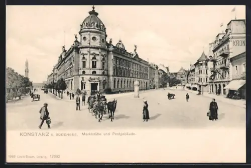 AK Konstanz a. Bodensee, Markstätte, Postgebäude