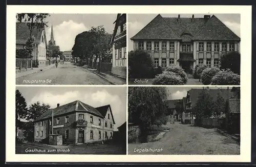 AK Legelshurst, Hauptstrasse, Schule, Gasthaus zum Hirsch