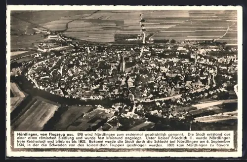 AK Nördlingen, Vom Flugzeug aus, Stadtansicht