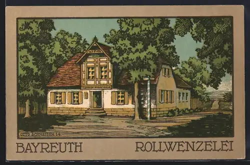 Steindruck-AK Bayreuth, Blick auf die Rollwenzelei
