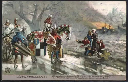 AK Die Hohenzollern als Förderer der Landwirtschaft, Friedrich I., Thomasmehl-Reklame