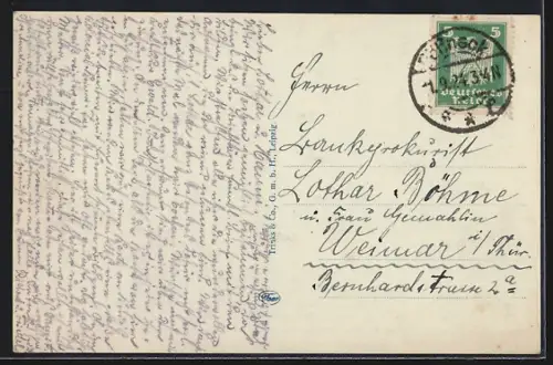 AK Pössneck, an der Rathaus-Treppe