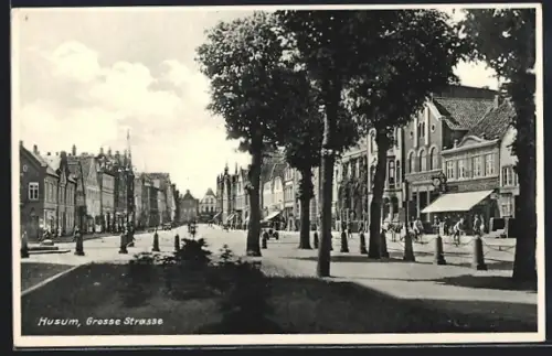 AK Husum / Nordsee, Grosse Strasse im Sonnenlicht