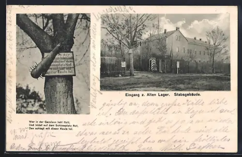 AK Jüterbog, Eingang zum alten Lager, Stabsgebäude