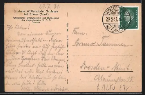 AK Woltersdorf / Mark, Kurhaus Woltersdorfer Schleuse