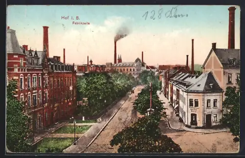 AK Hof i. B., Fabrikzeile, Strassenansicht