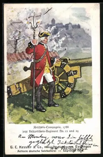 AK Befreiungskriege, Artillerie Compagnie 1786, jetzt Feldartillerie Regiment No. 13 & 29
