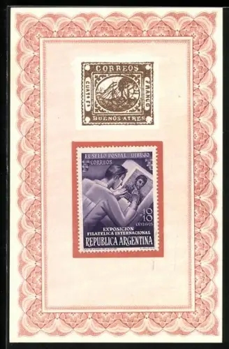 AK Buenos Aires, Exposicion Filatelica Internacional 1950, El Sello Postal: Dibujo