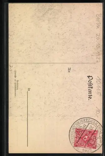 AK Berlin, Postwertzeichen-Ausstellung 1922, Relief