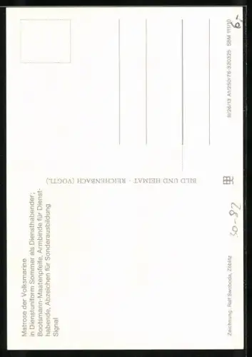 AK Matrose der Volksmarine, Maatenpfeife, Armbinde und Abzeichen