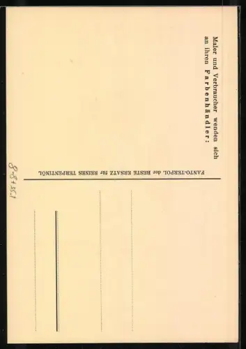 AK Hamburg, Reklamekarte der Marke Fanto-Terpol, Handwerker befüllt einen Farbeimer