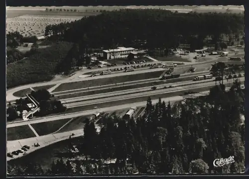 AK Pfungstadt, Autobahn-Rasthof aus der Vogelschau