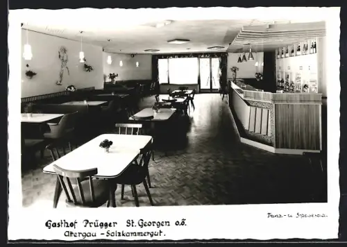 AK St. Georgen /O.Ö., Gasthof Prügger, Tanz u. Speisesaal