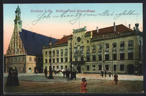 AK Zwickau i. Sa., Rathaus, Gewandhaus