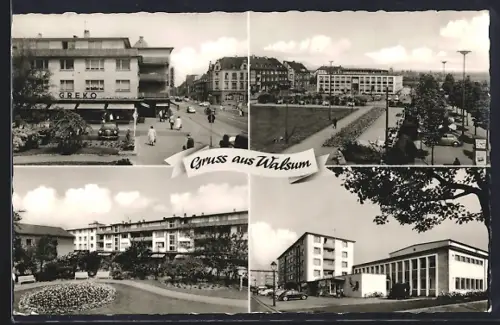 AK Walsum, Geschäft Greko, Wohnhäuser, Strassenansicht